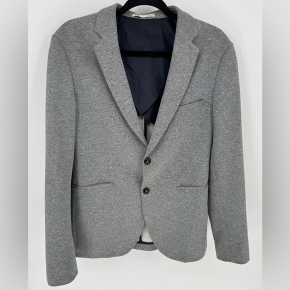 Zara Men's 4 Way Stretch Comfort Knit Two Button Blazer Suit Jacket - Picture 1 of 16